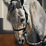Fluistering van de Schimmel wanddecoratie met gracieus wit paard in zachte sfeer