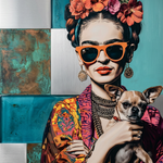 Frida met Shades & Sidekick wanddecoratie met eigenzinnig portret van Frida met zonnebril