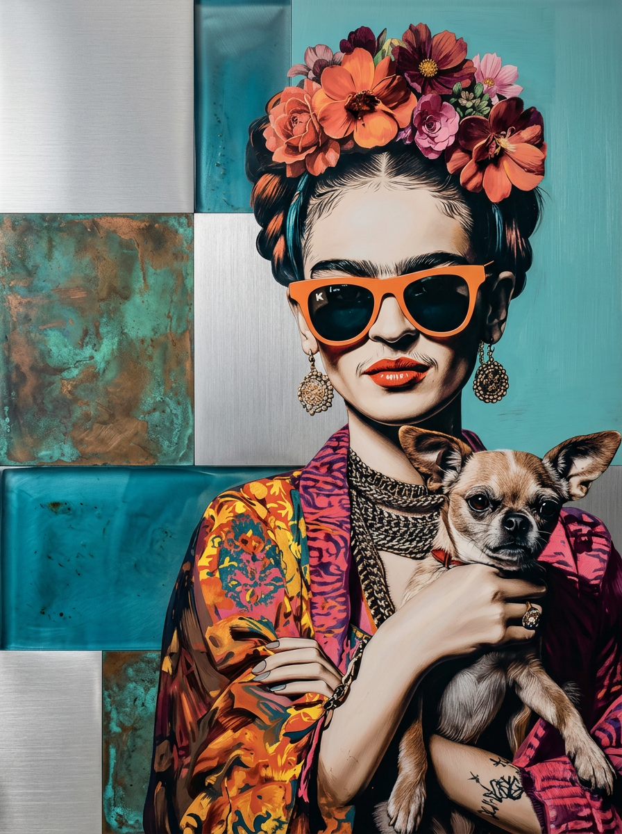 Frida met Shades & Sidekick wanddecoratie met eigenzinnig portret van Frida met zonnebril