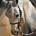 Geometric White Horse Portrait wanddecoratie met wit paard in geometrische vormen