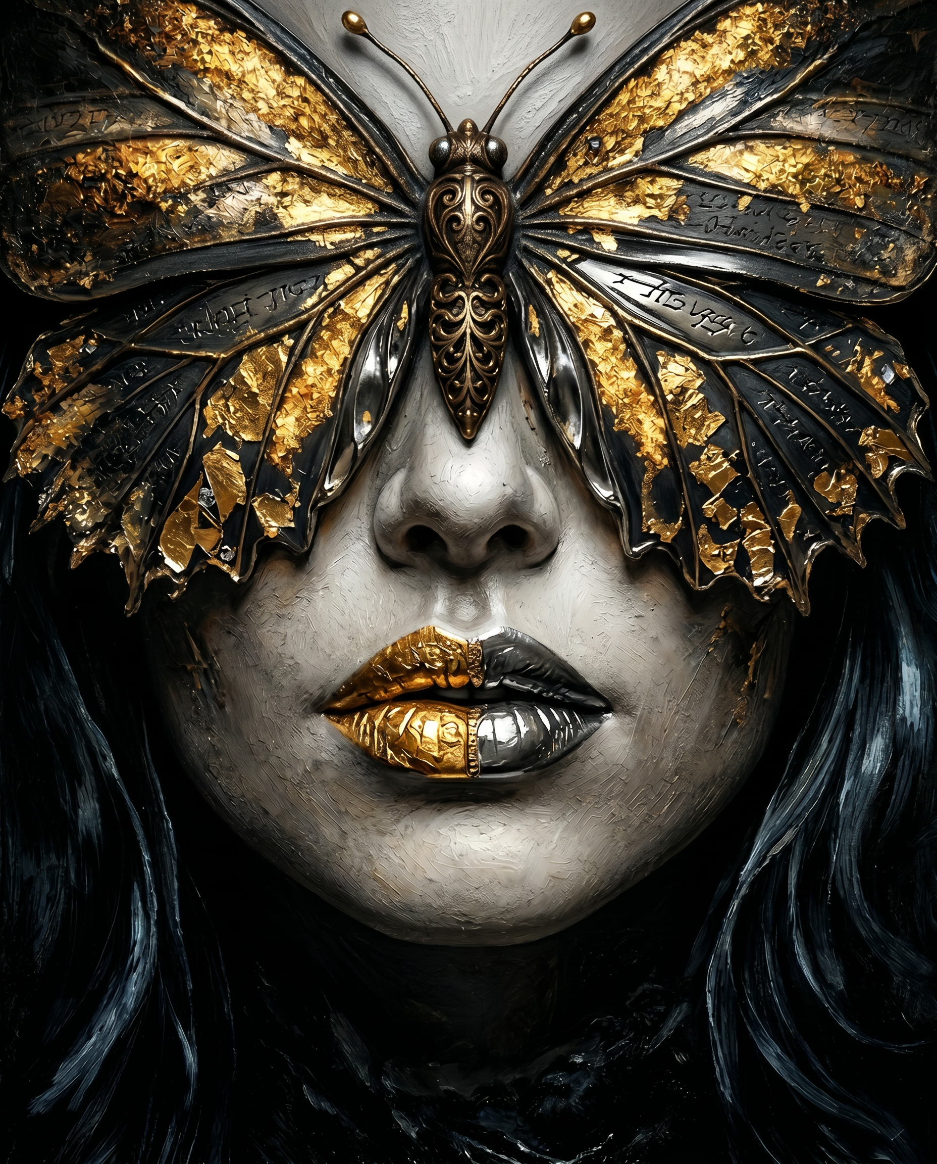 Gilded Moth Kiss wanddecoratie met gouden motten in een tedere ontmoeting