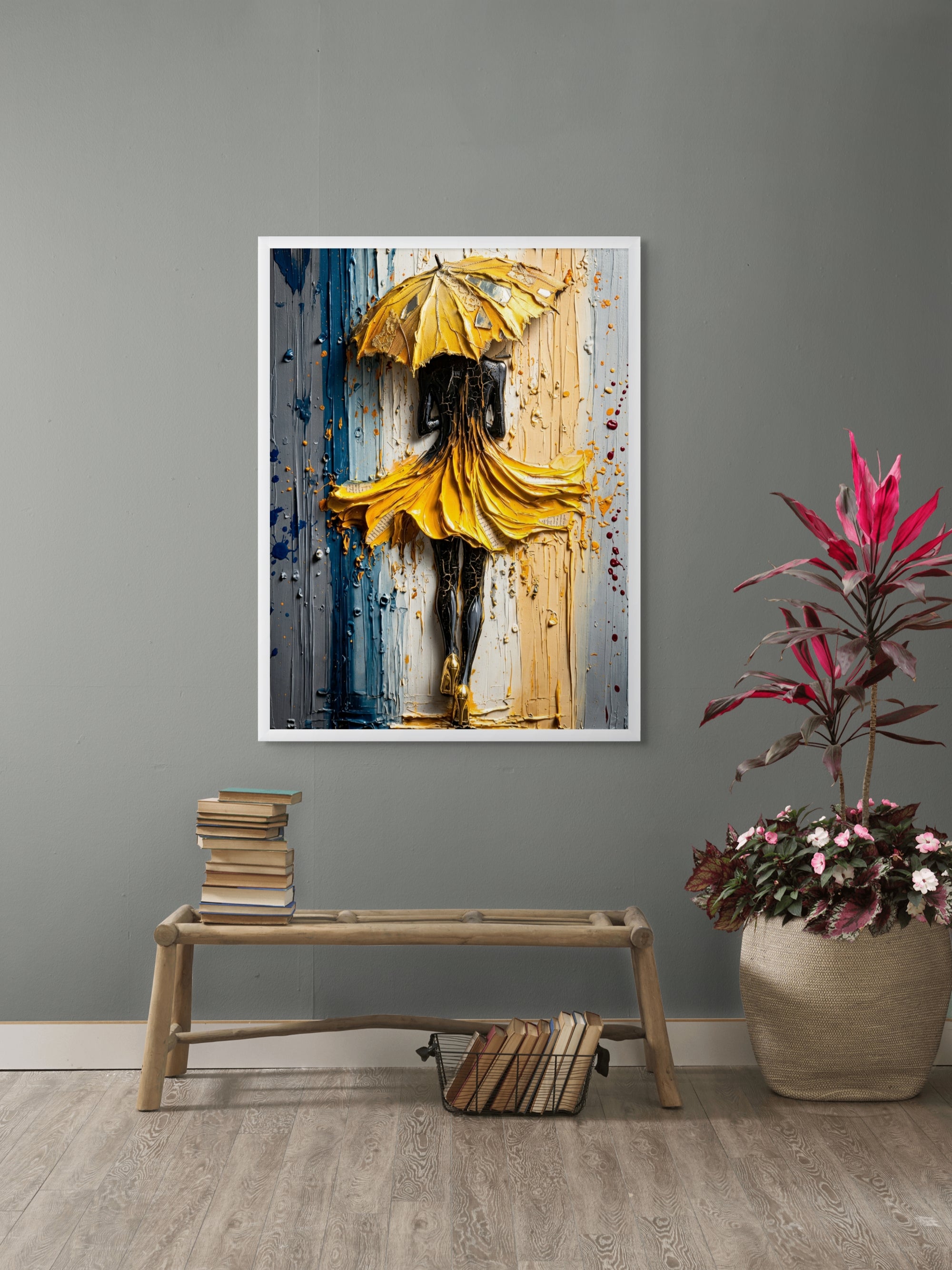 Golden Drip Parade – Wandbild auf Leinwand, Aluminium oder Poster