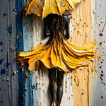 Golden Drip Parade – Wandbild auf Leinwand, Aluminium oder Poster
