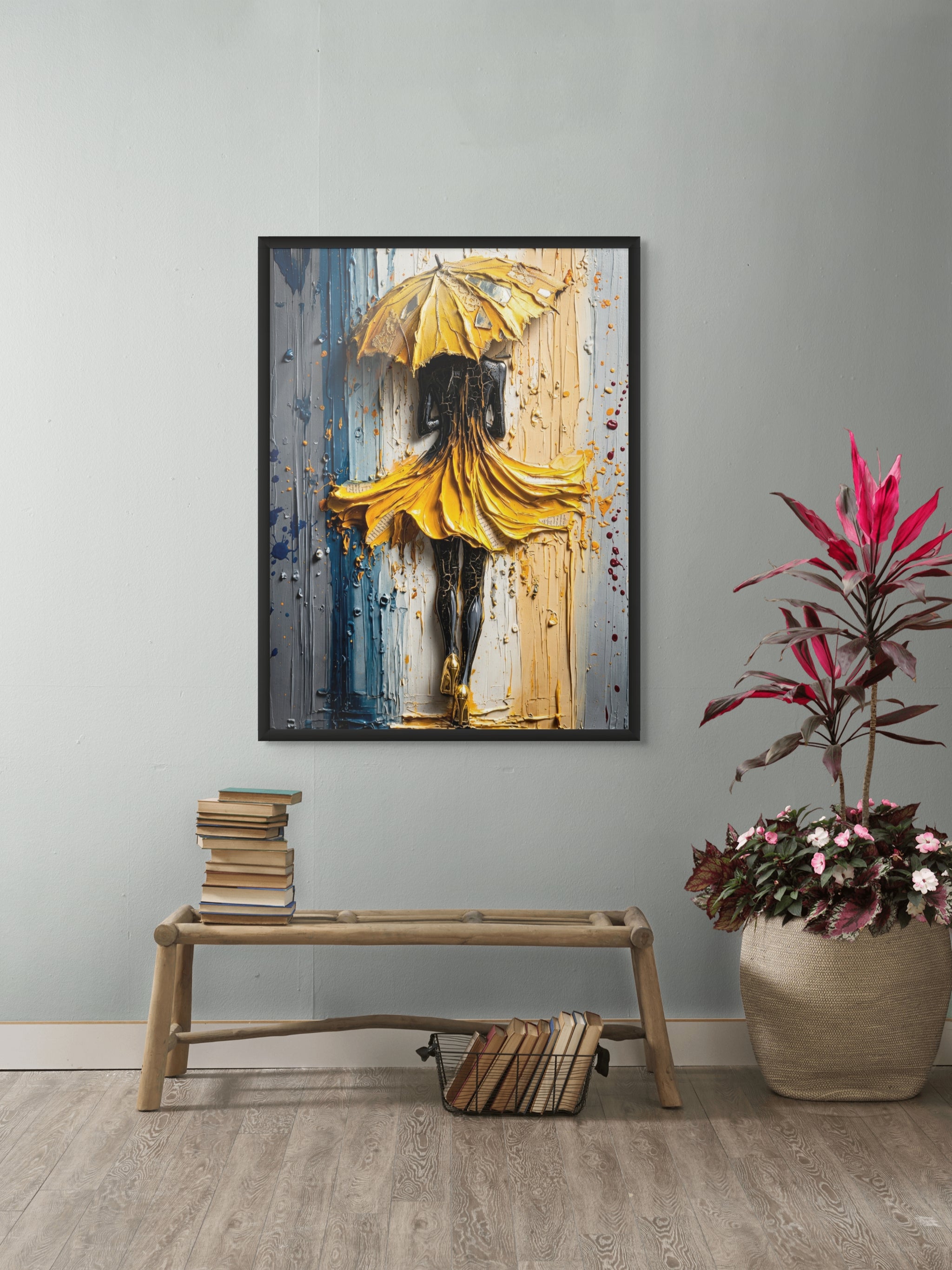 Golden Drip Parade – Wandbild auf Leinwand, Aluminium oder Poster
