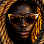 Golden Rope Eclipse wanddecoratie met gouden koorden rond een verduisterde cirkel