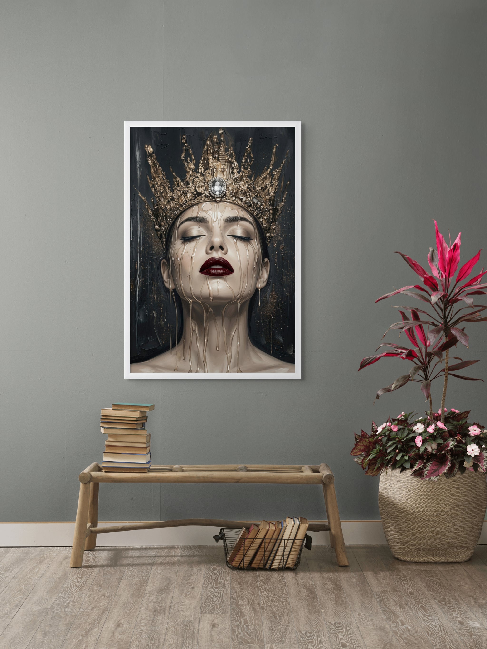 Gouden Vrouw Portret Wanddecoratie Luxe – Elegante Canvas of Aluminium Print