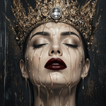 Gouden Vrouw Portret Wanddecoratie Luxe – Elegante Canvas of Aluminium Print