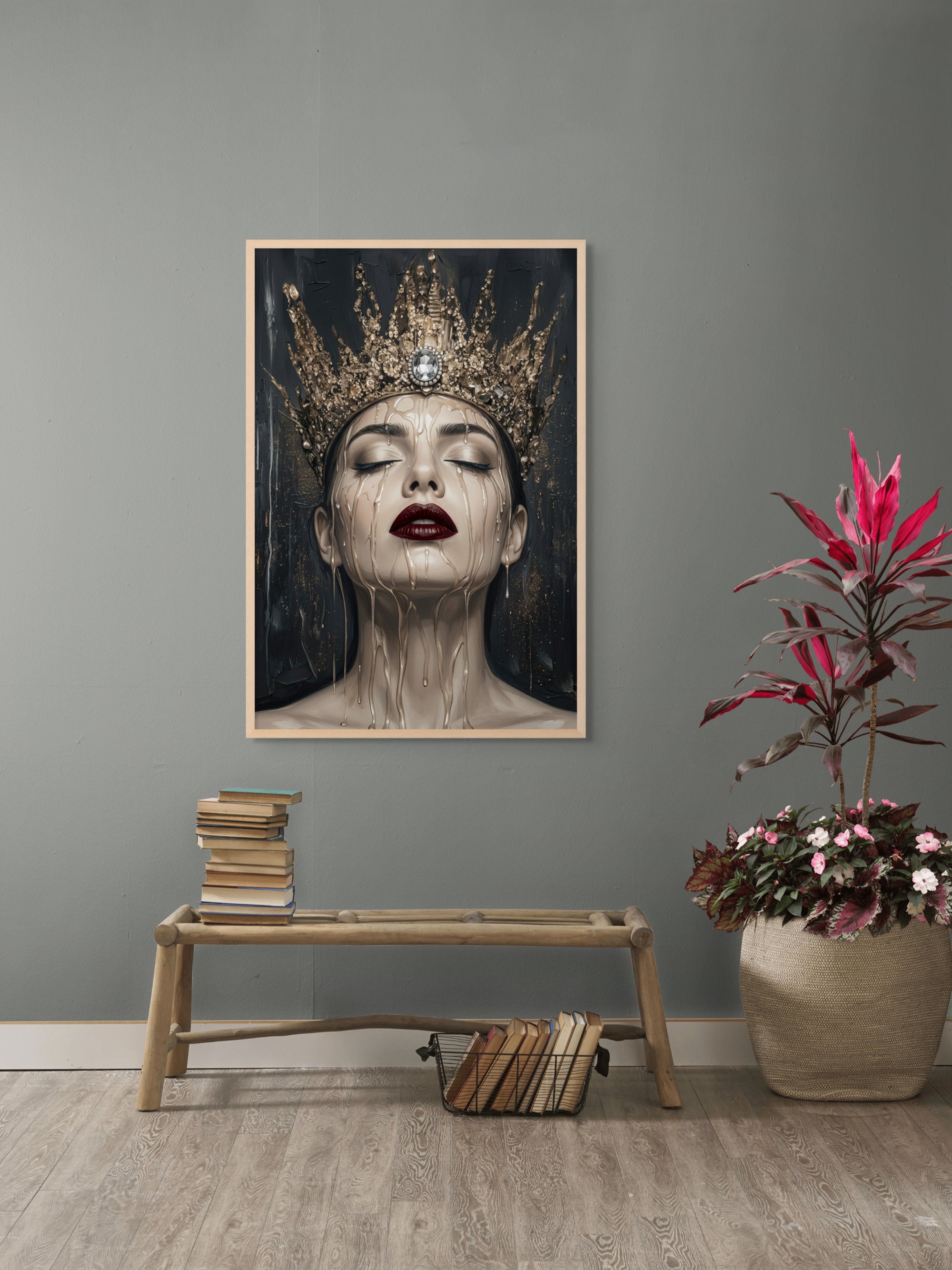 Gouden Vrouw Portret Wanddecoratie Luxe – Elegante Canvas of Aluminium Print