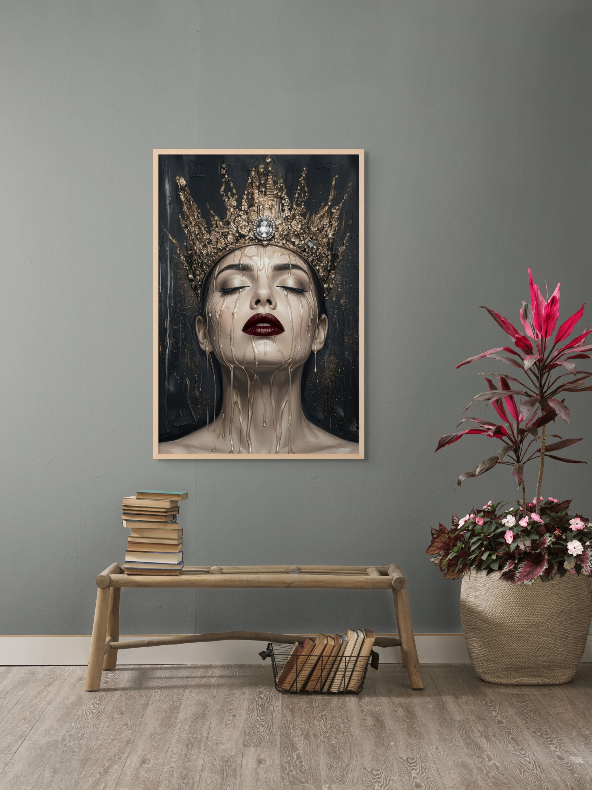 Gouden Vrouw Portret Wanddecoratie Luxe – Elegante Canvas of Aluminium Print
