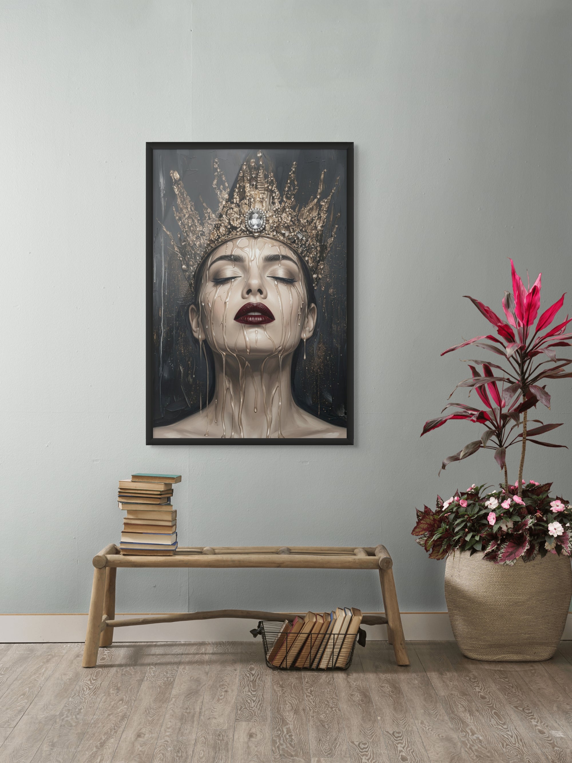 Gouden Vrouw Portret Wanddecoratie Luxe – Elegante Canvas of Aluminium Print