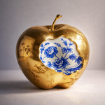 Gouden Beet van Delft wanddecoratie met hap in Delfts blauw en gouden accenten