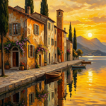 Gouden Avond aan Bellavista Wanddecoratie – Italiaans Landschap Canvas Print
