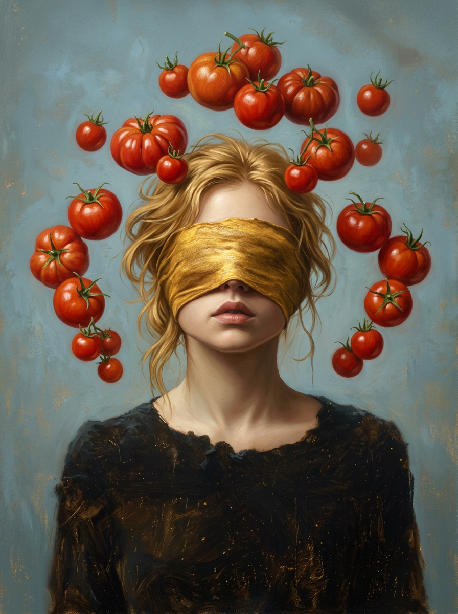 Tomaten in het Donker wanddecoratie met rijpe tomaten dramatisch belicht tegen donkere achtergrond