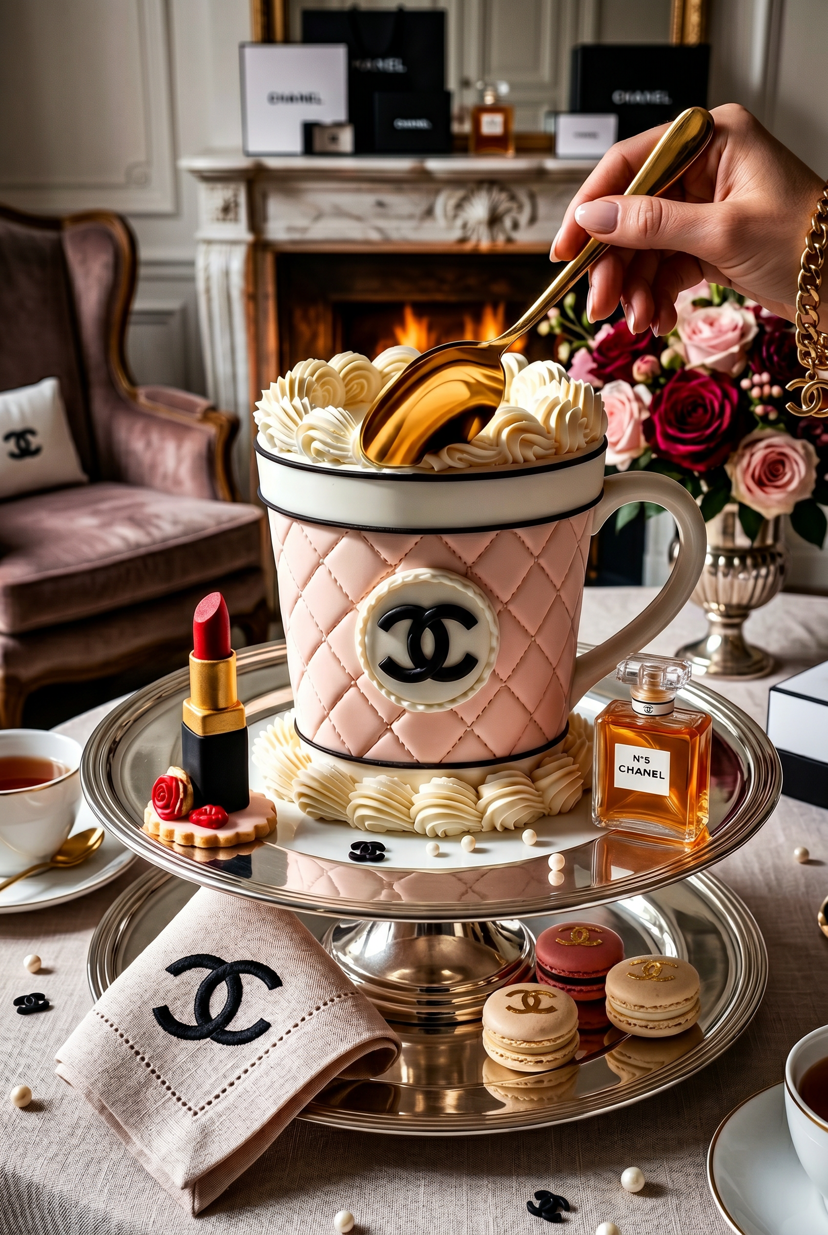 Gouden Lepels en Zoete Luxe Wanddecoratie – Luxe Keuken Canvas Print
