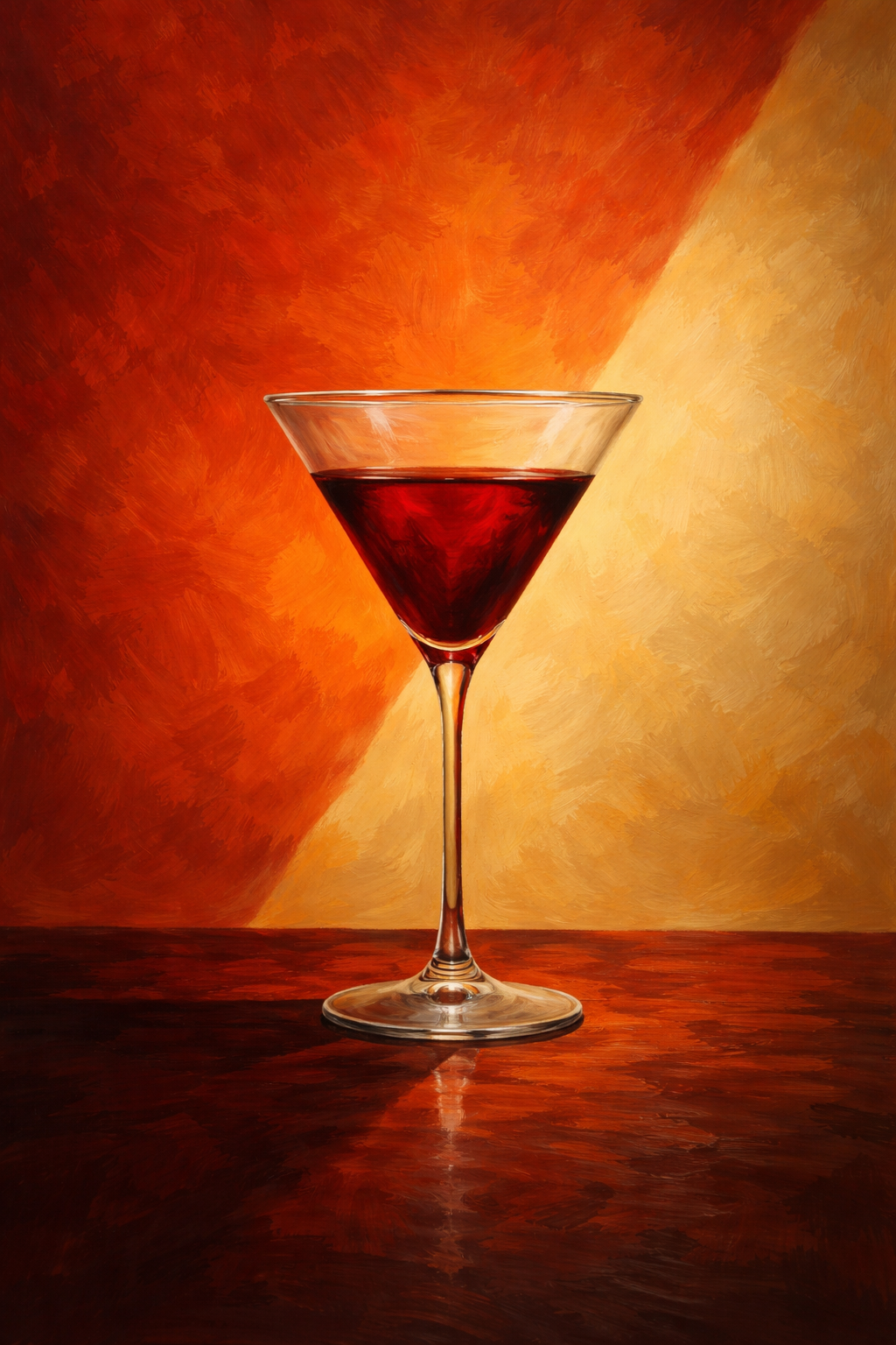 Crimson Elegantie in een Glas wanddecoratie met glas rode wijn