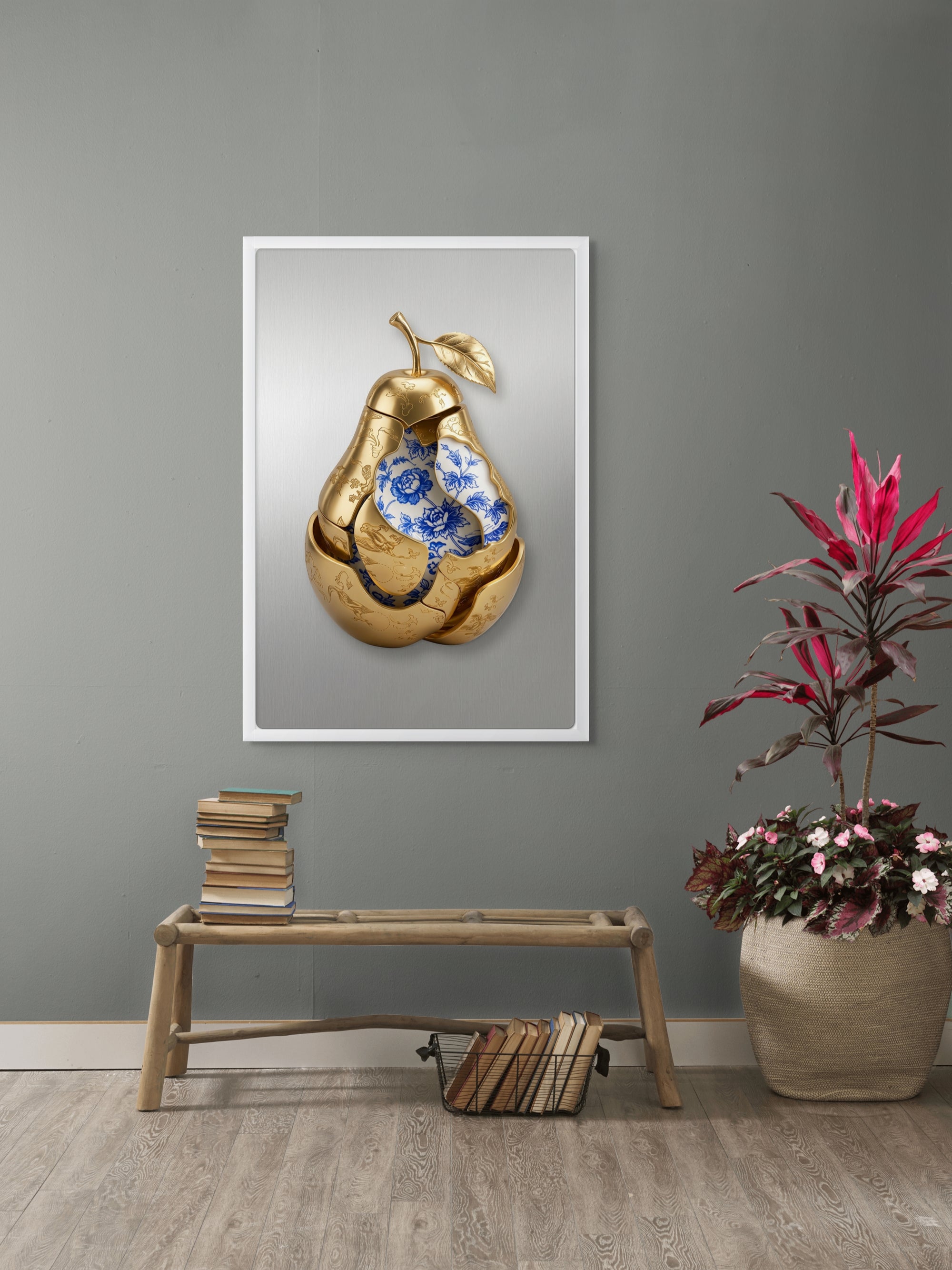 Gouden Peer vol Geheimen Wanddecoratie – Culinair Stilleven Canvas Print