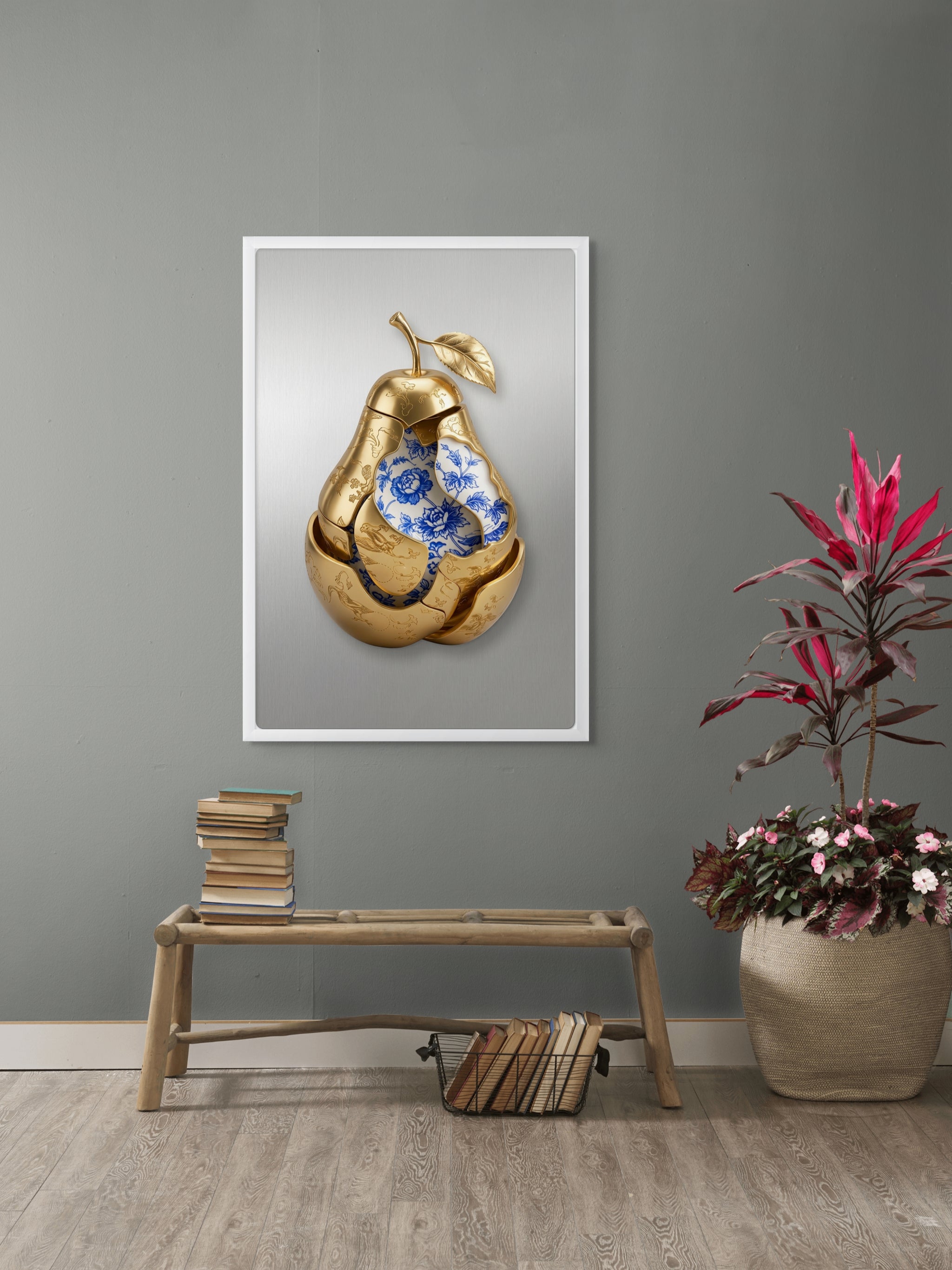 Gouden Peer vol Geheimen Wanddecoratie – Culinair Stilleven Canvas Print