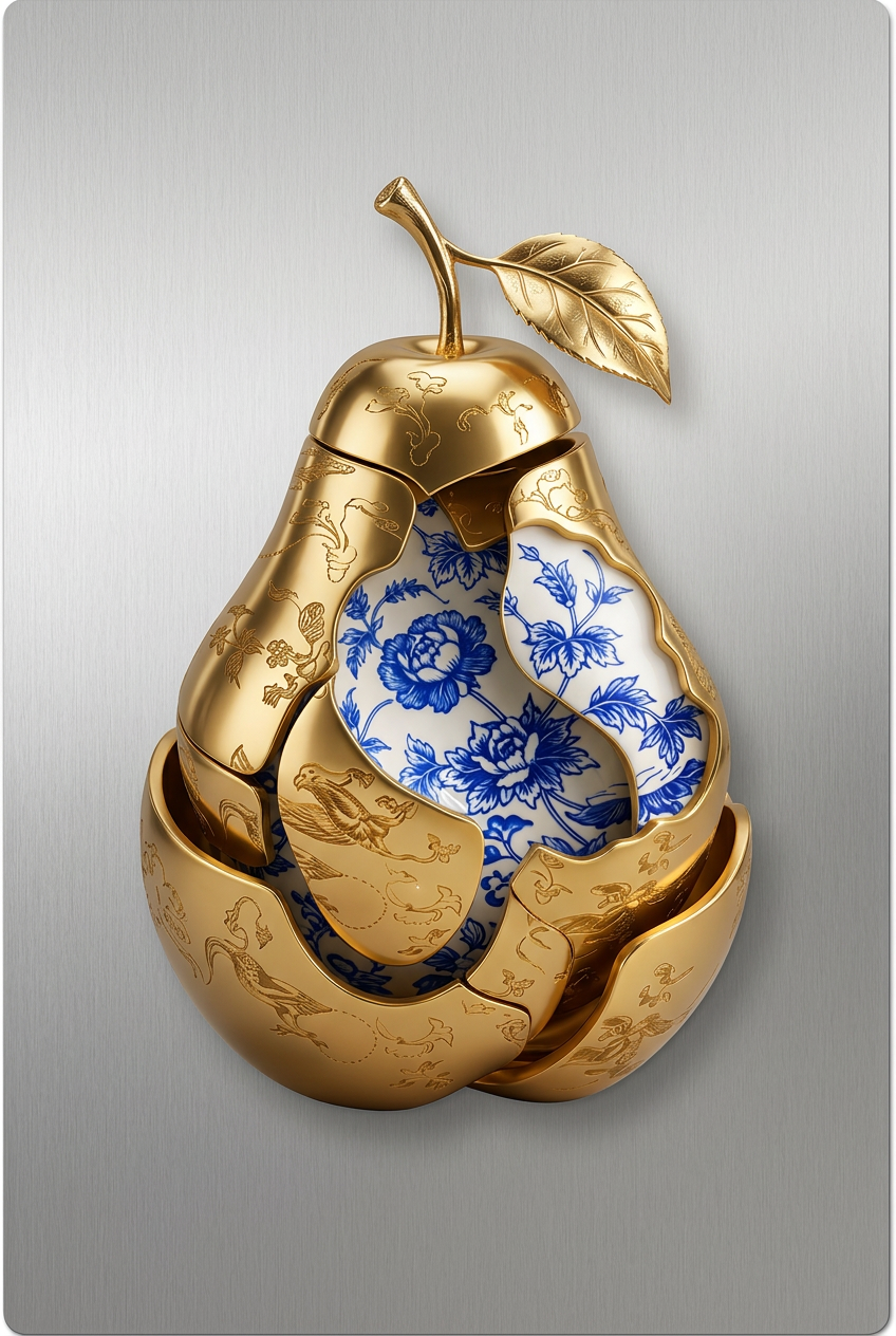 Gouden Peer vol Geheimen Wanddecoratie – Culinair Stilleven Canvas Print