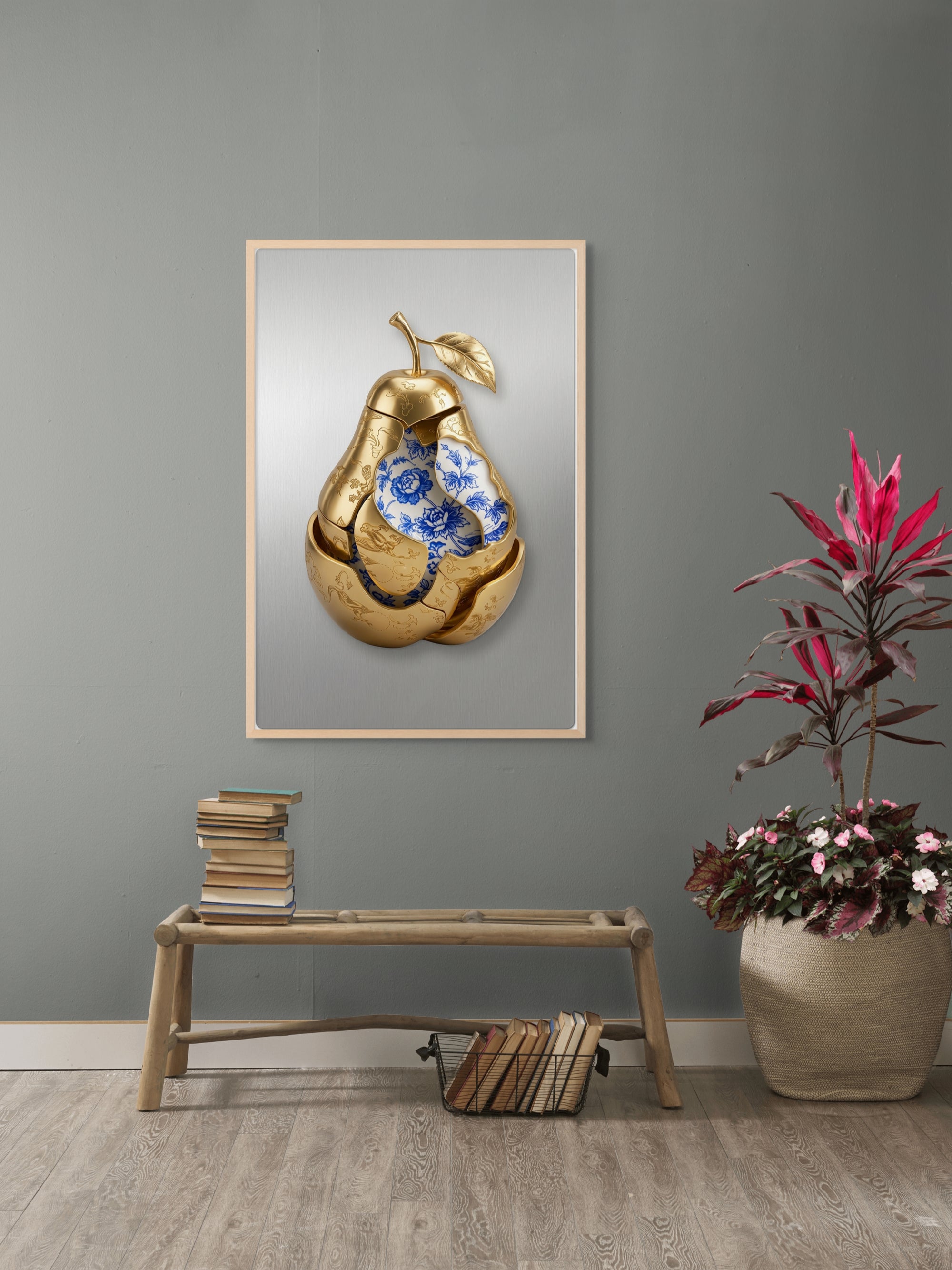 Gouden Peer vol Geheimen Wanddecoratie – Culinair Stilleven Canvas Print