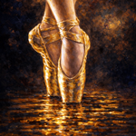 Dans van Gouden Stilte abstracte wanddecoratie met warme goudtinten
