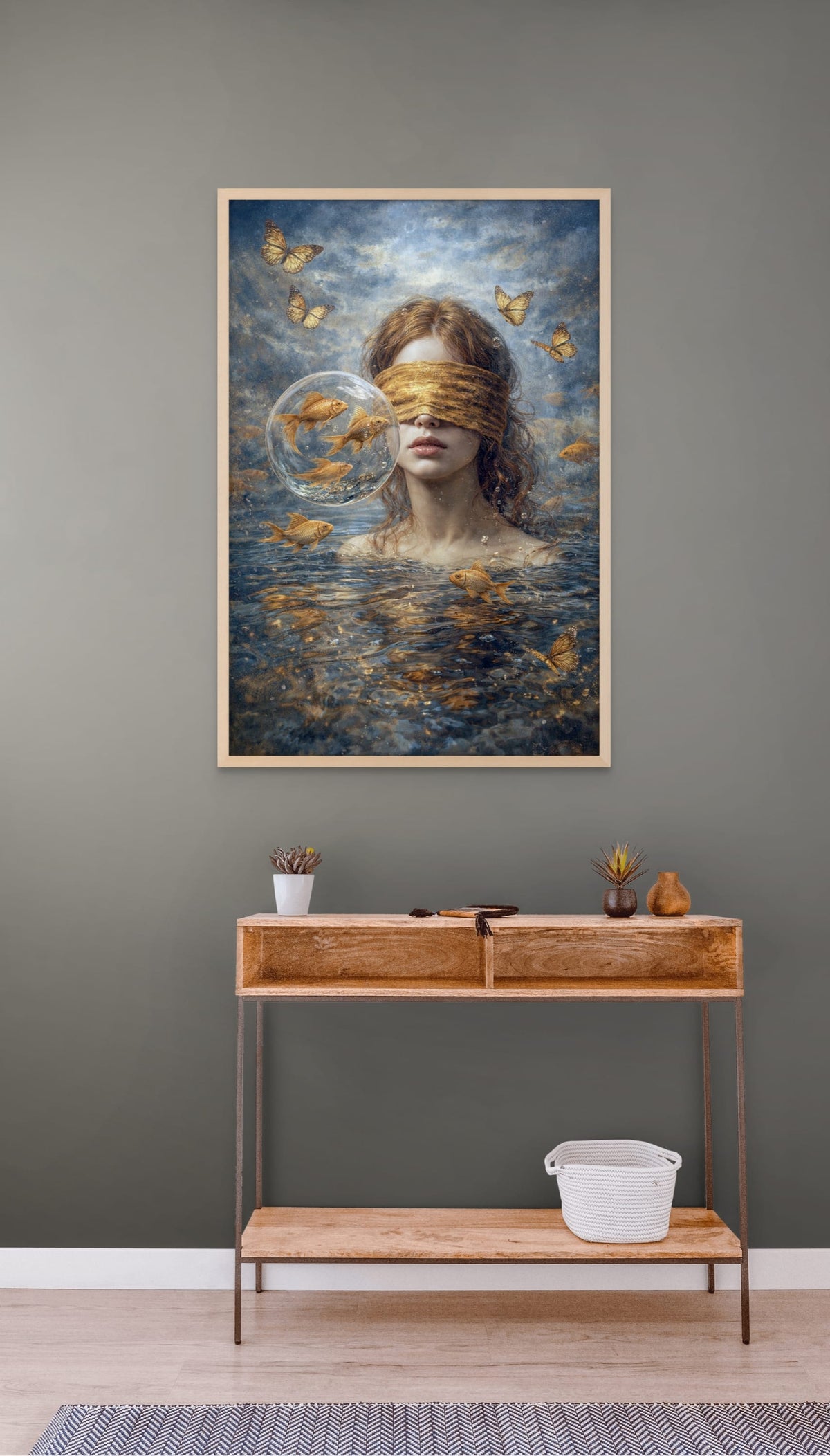 Goldene Stille Unter Wasser – Wandbild auf Leinwand, Aluminium oder Poster