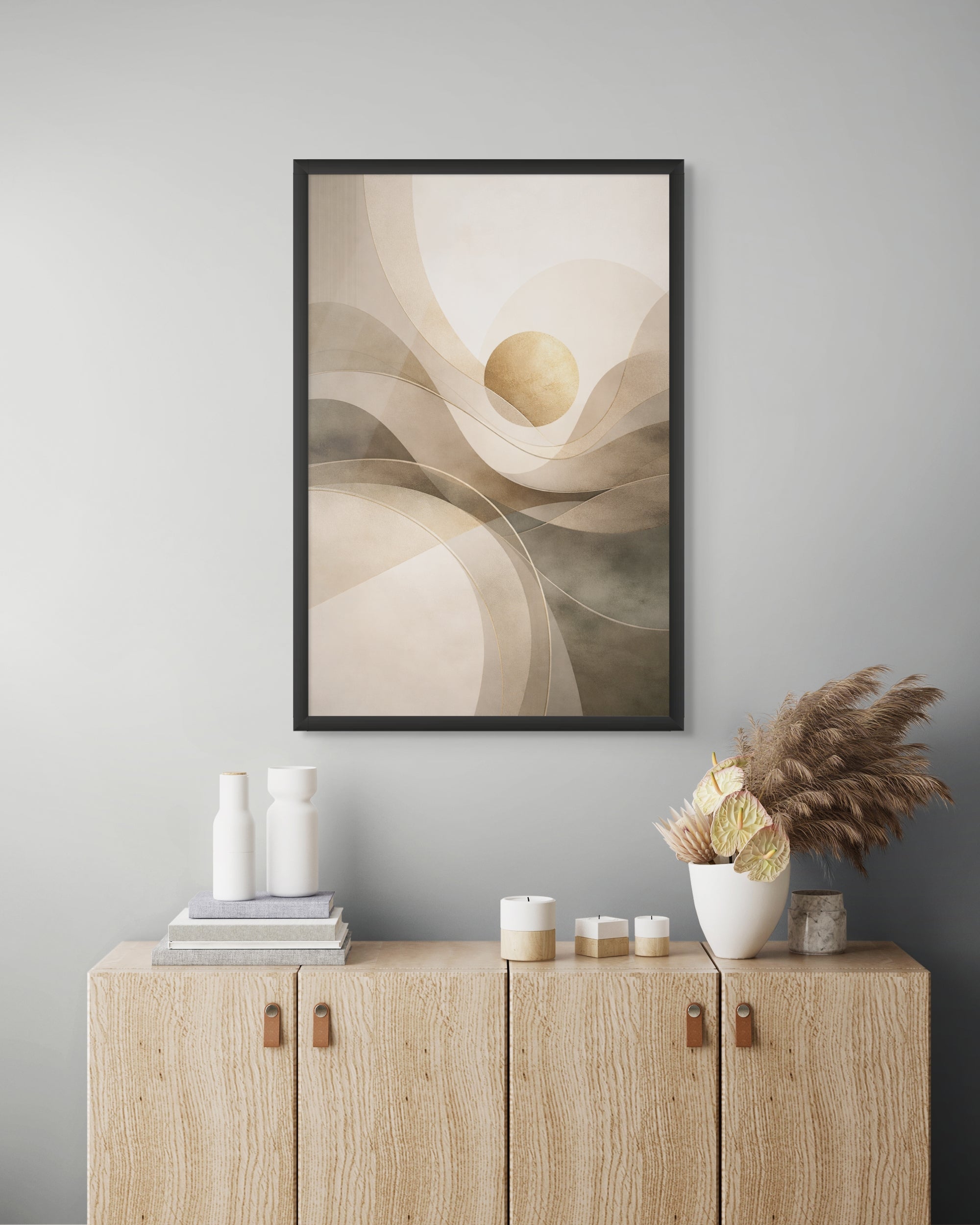 Abstract Goud Schilderij Woonkamer – Premium Wanddecoratie op Canvas, Aluminium of Poster