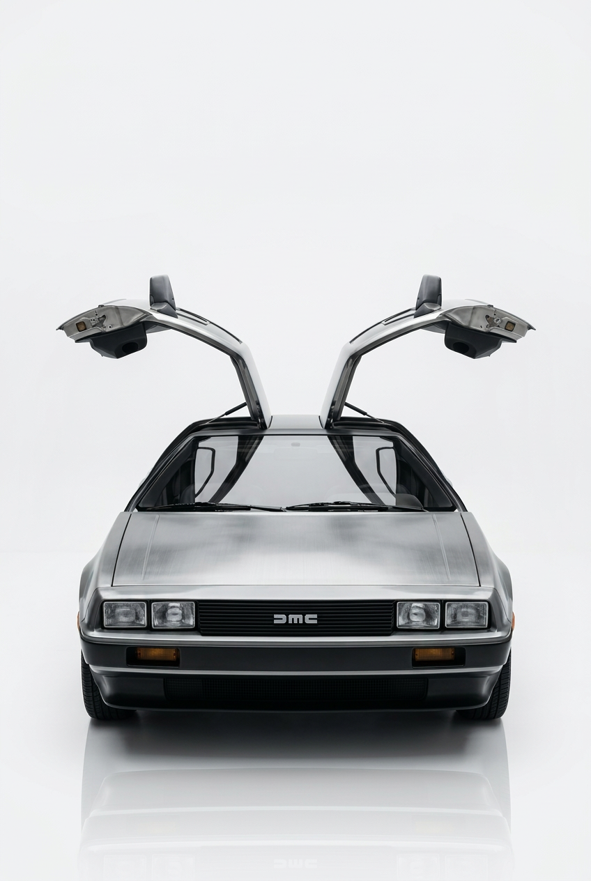 Gullwing-Traum in Chrom – Wandbild auf Leinwand, Aluminium oder Poster