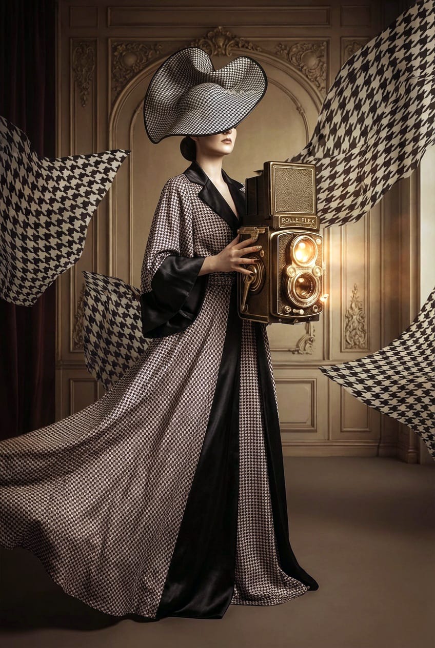 Haute Couture van Vergeten Cinema wanddecoratie met filmisch mode-icoon uit vervlogen tijden