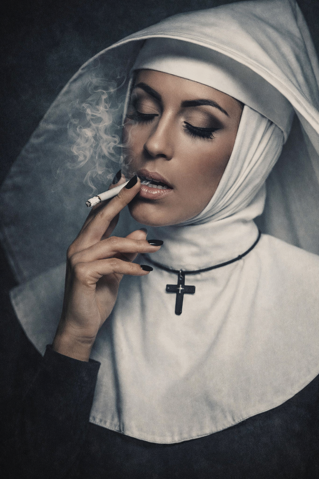 Heilige Rook met Lippenstift Wanddecoratie – Mysterieus Fashion Canvas Print