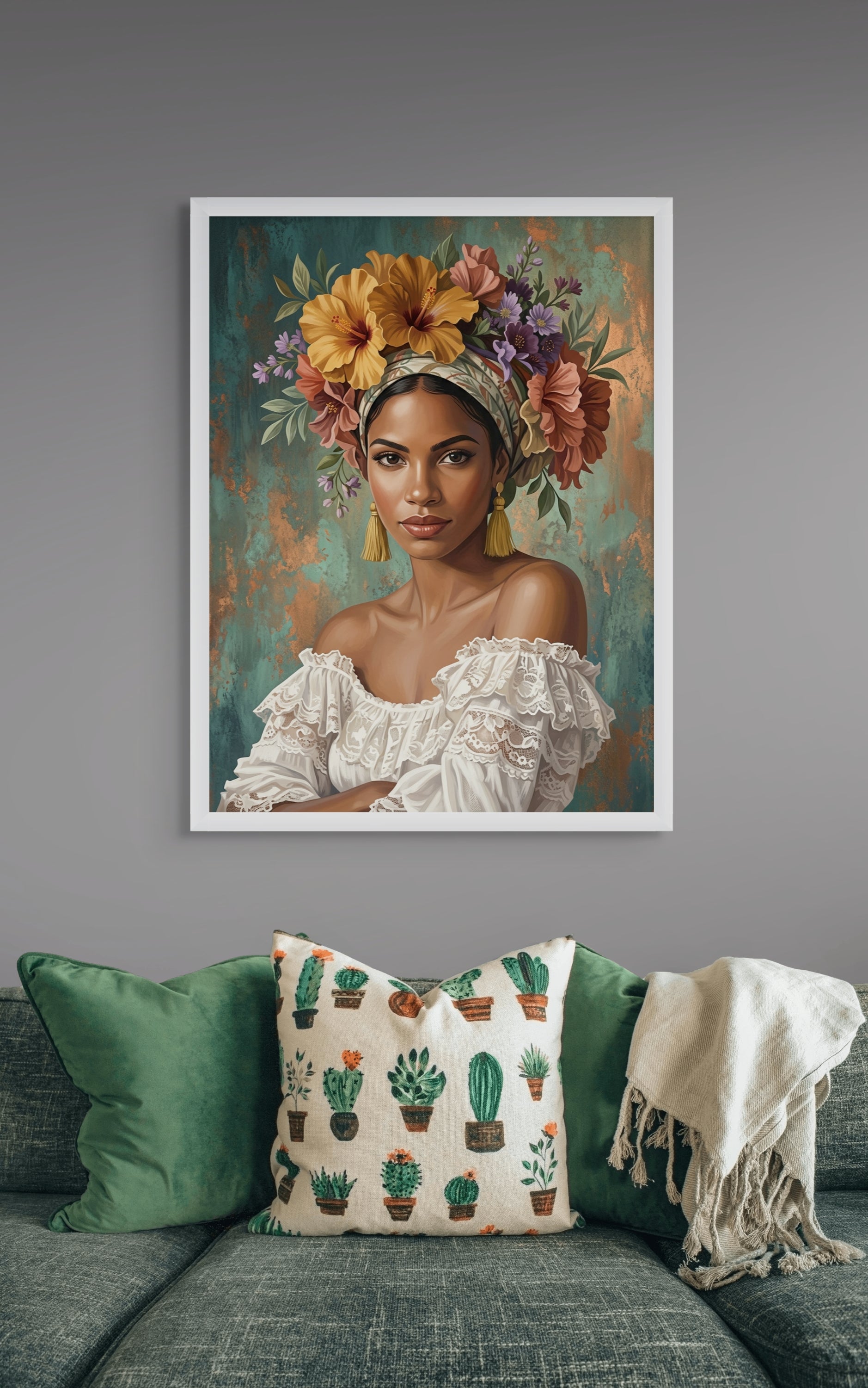 Hibiskus-Muse im Abendglühen – Wandbild auf Leinwand, Aluminium oder Poster