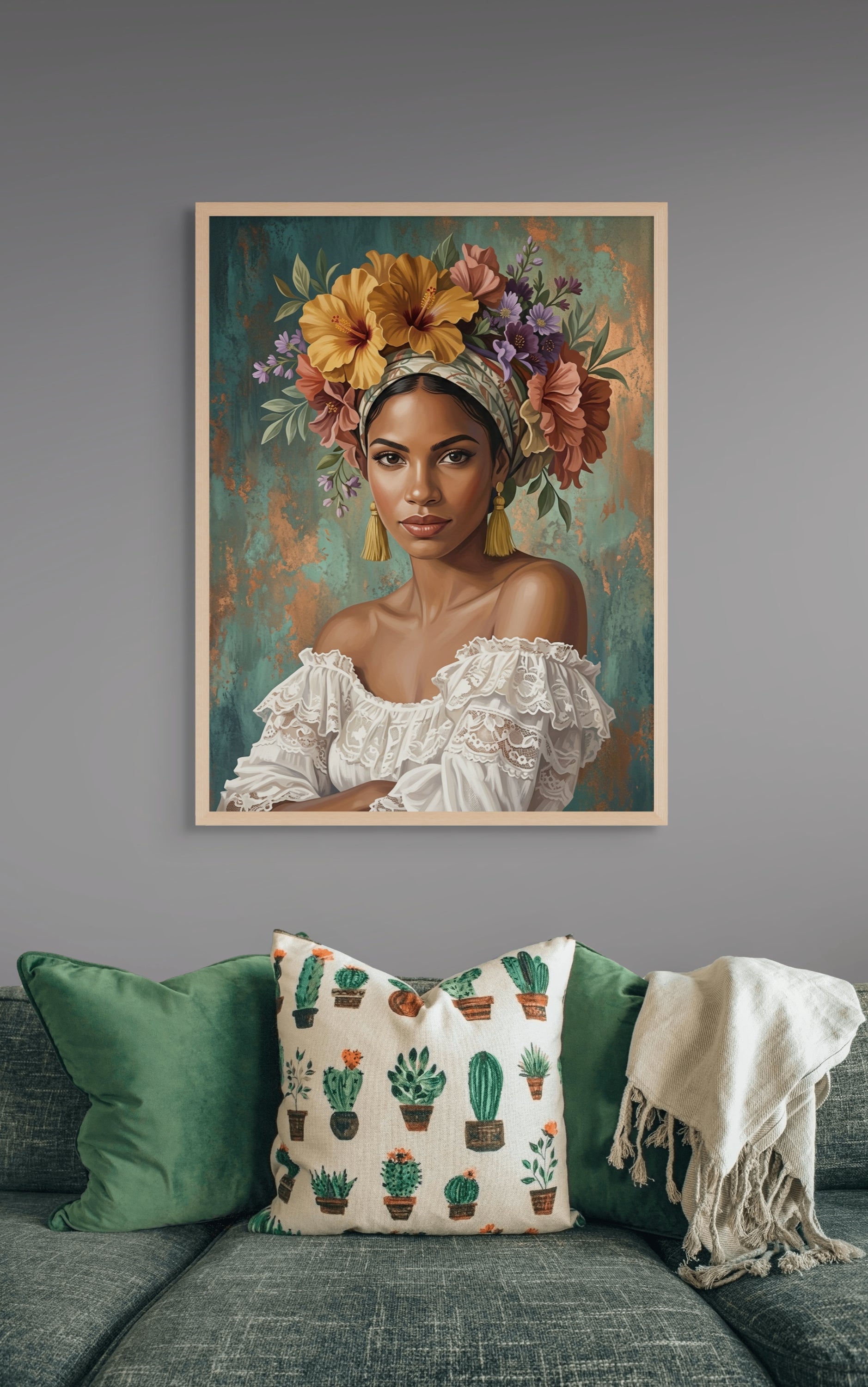 Hibiskus-Muse im Abendglühen – Wandbild auf Leinwand, Aluminium oder Poster