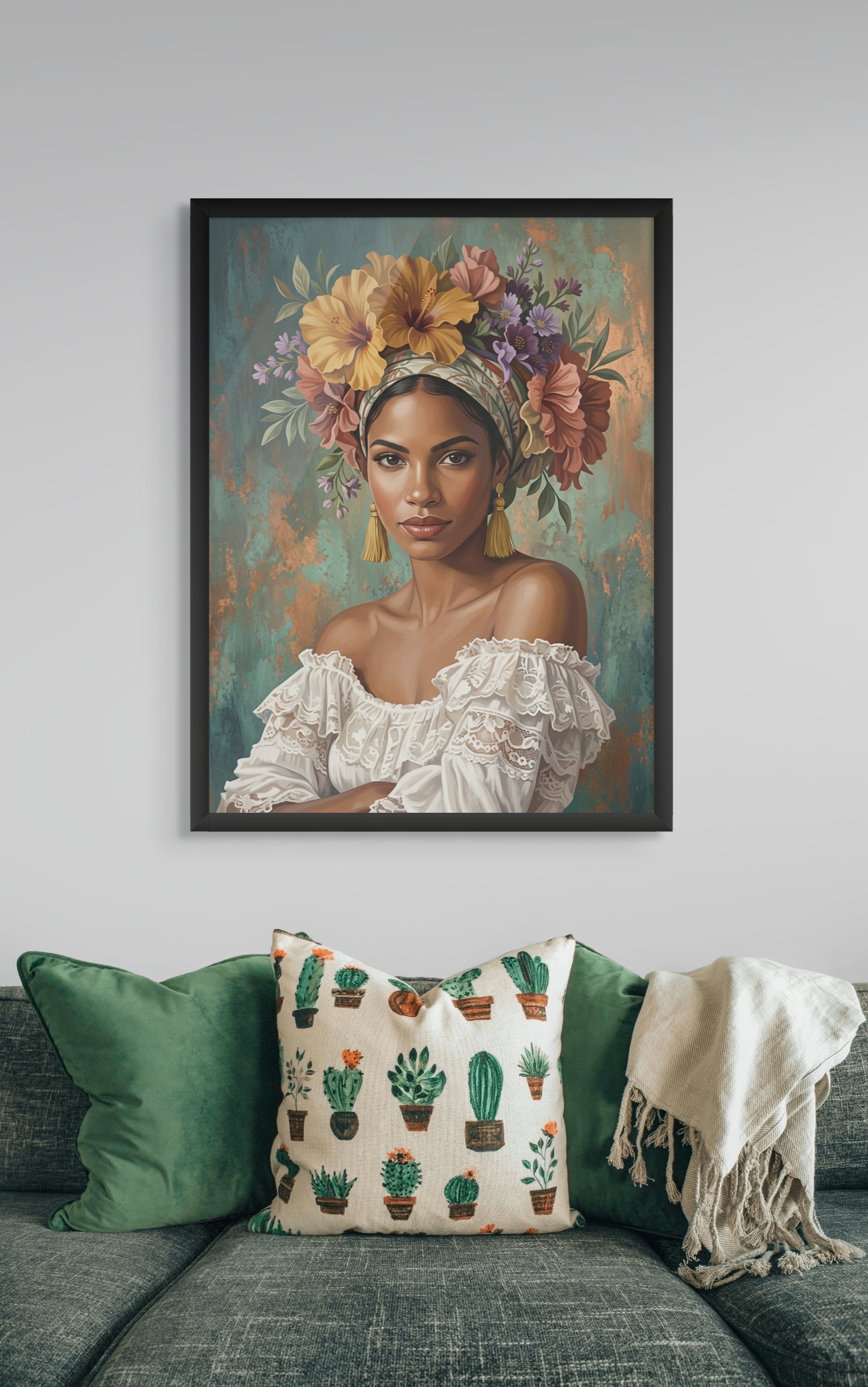Hibiskus-Muse im Abendglühen – Wandbild auf Leinwand, Aluminium oder Poster