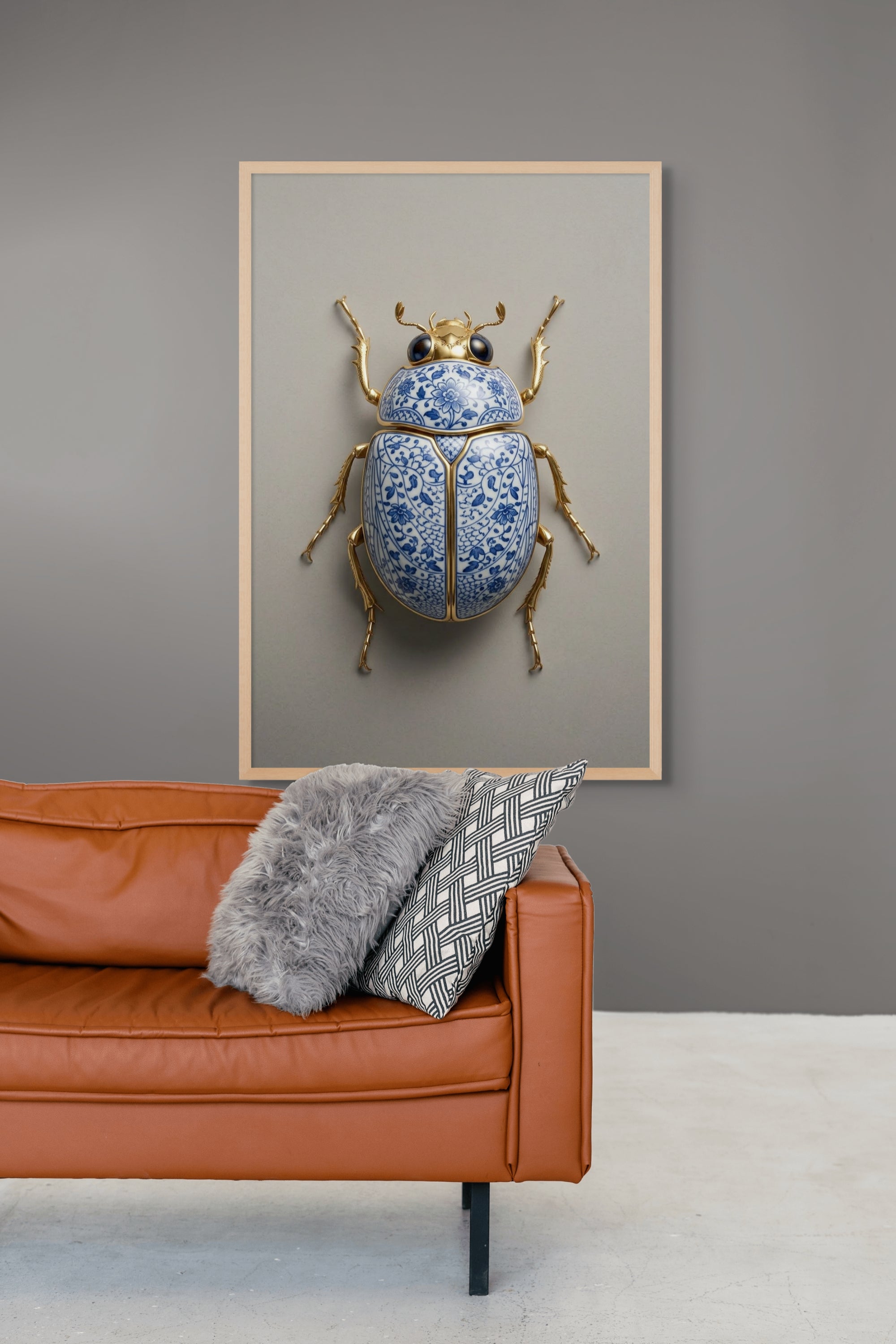 Delfts Blauw Kever Wanddecoratie – Koninklijk Insect Canvas Print