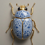 Imperial Delft Scarab wanddecoratie met sierlijke scarabee in klassiek Delfts blauw