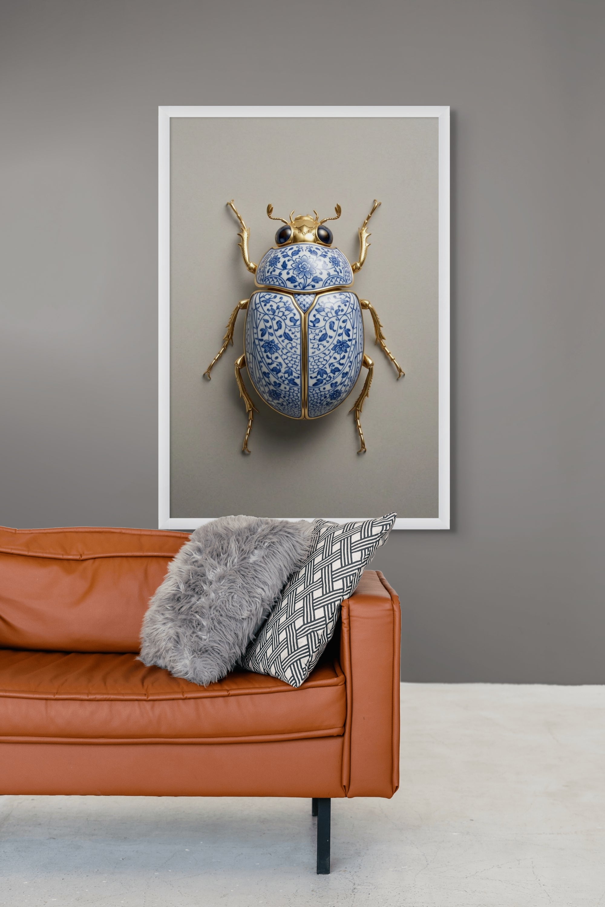 Delfts Blauw Kever Wanddecoratie – Koninklijk Insect Canvas Print