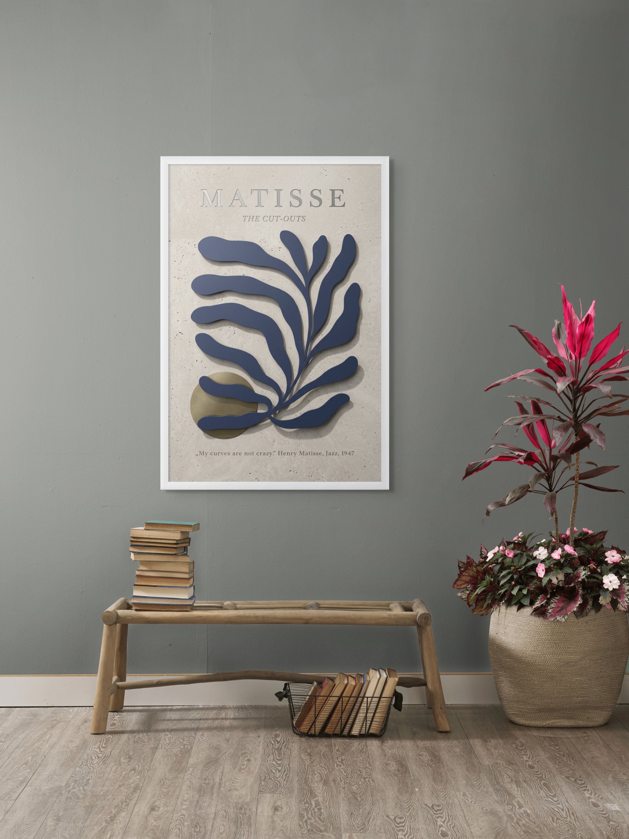 Indigo Dans rond Goud Wanddecoratie – Abstract Elegant Canvas Print