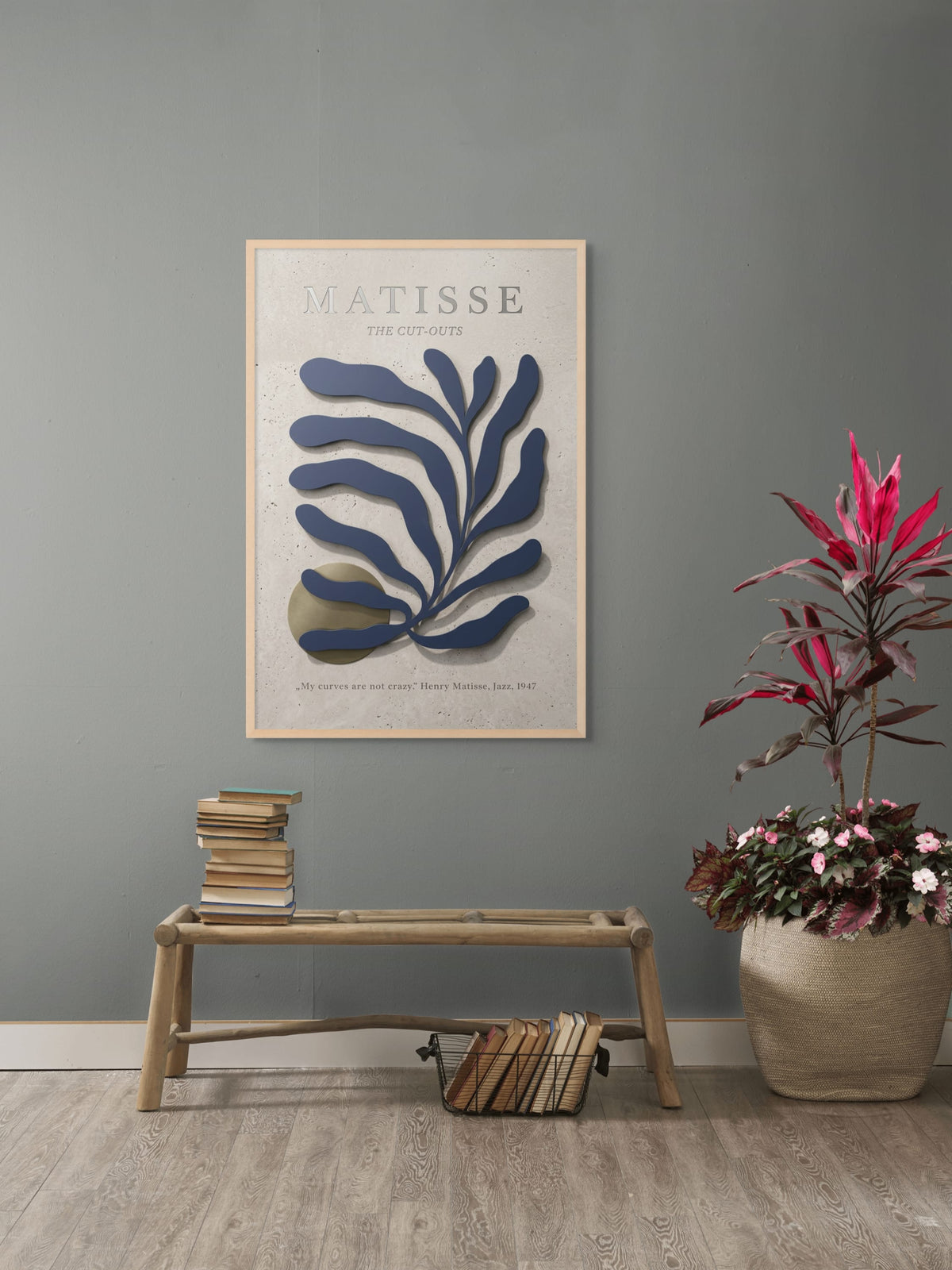 Indigo Dans rond Goud Wanddecoratie | ArtifyCanvas