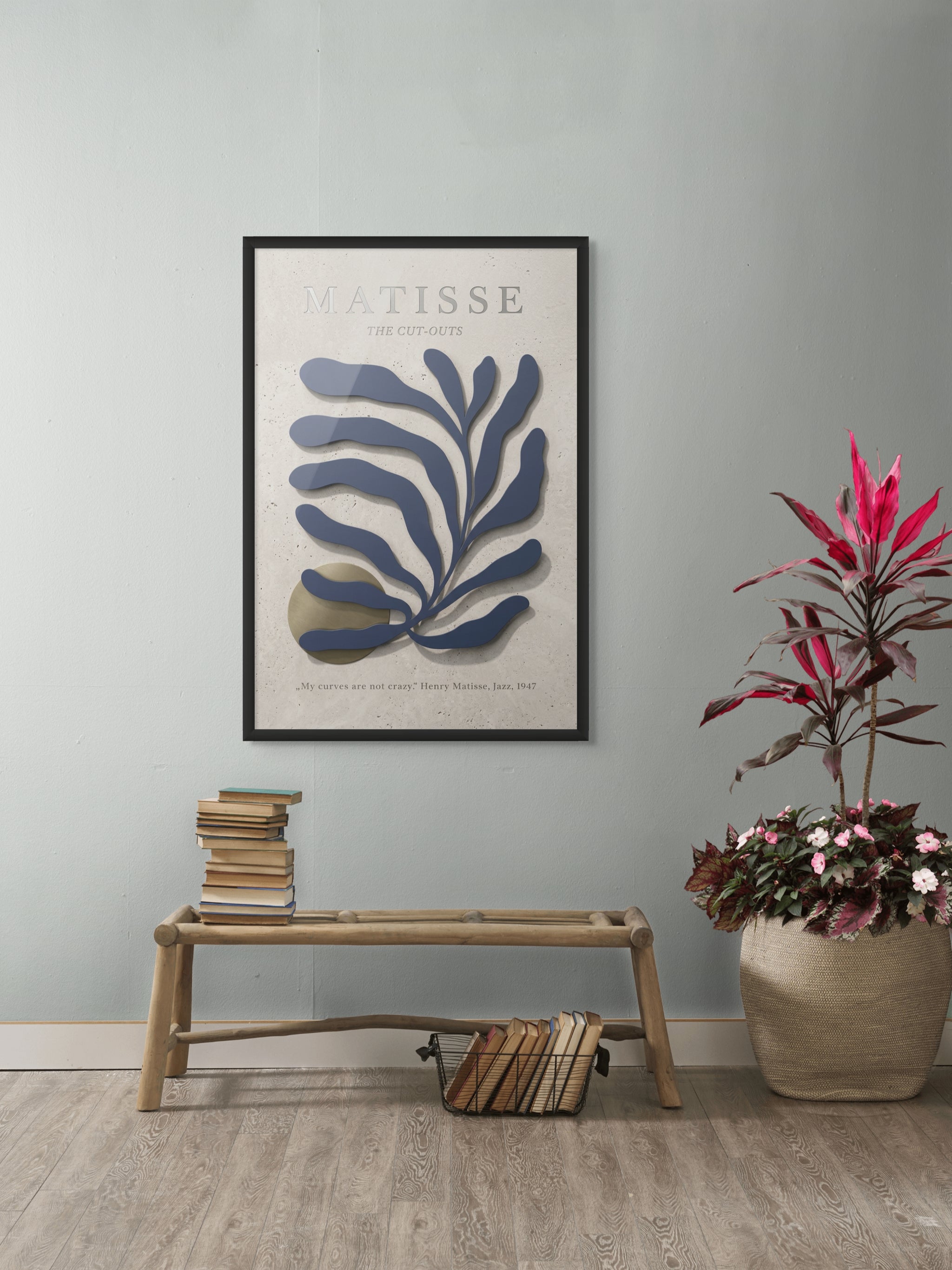 Indigo Dans rond Goud Wanddecoratie – Abstract Elegant Canvas Print