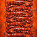 Inferno Tide The Lobster Assembly wanddecoratie met kreeften in vurige getijden