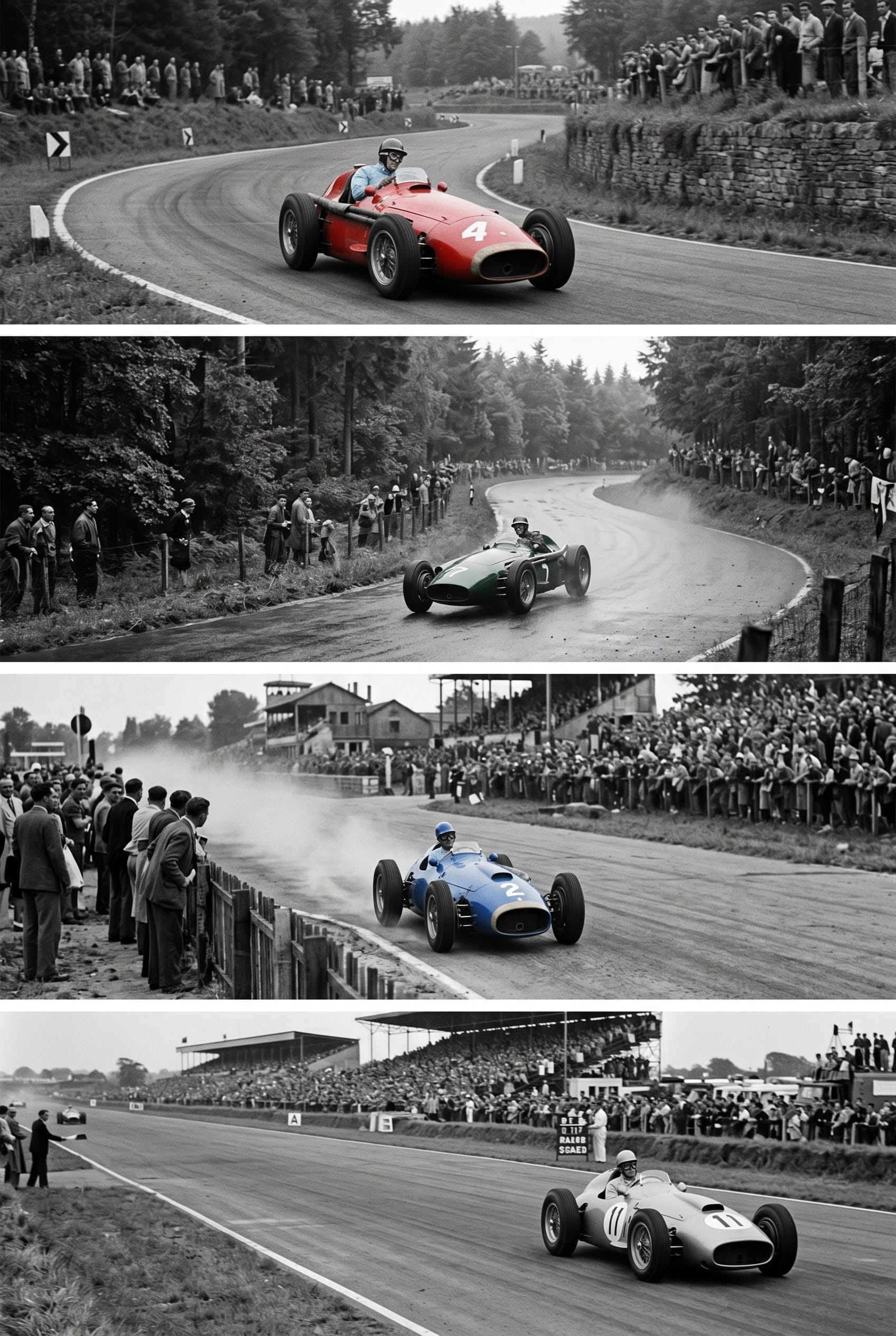Klassiek Kwartet – vintage motorsport wanddecoratie