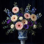 Middernacht in Delfts Blauw wanddecoratie met nachtelijke scene in klassiek Delfts blauw