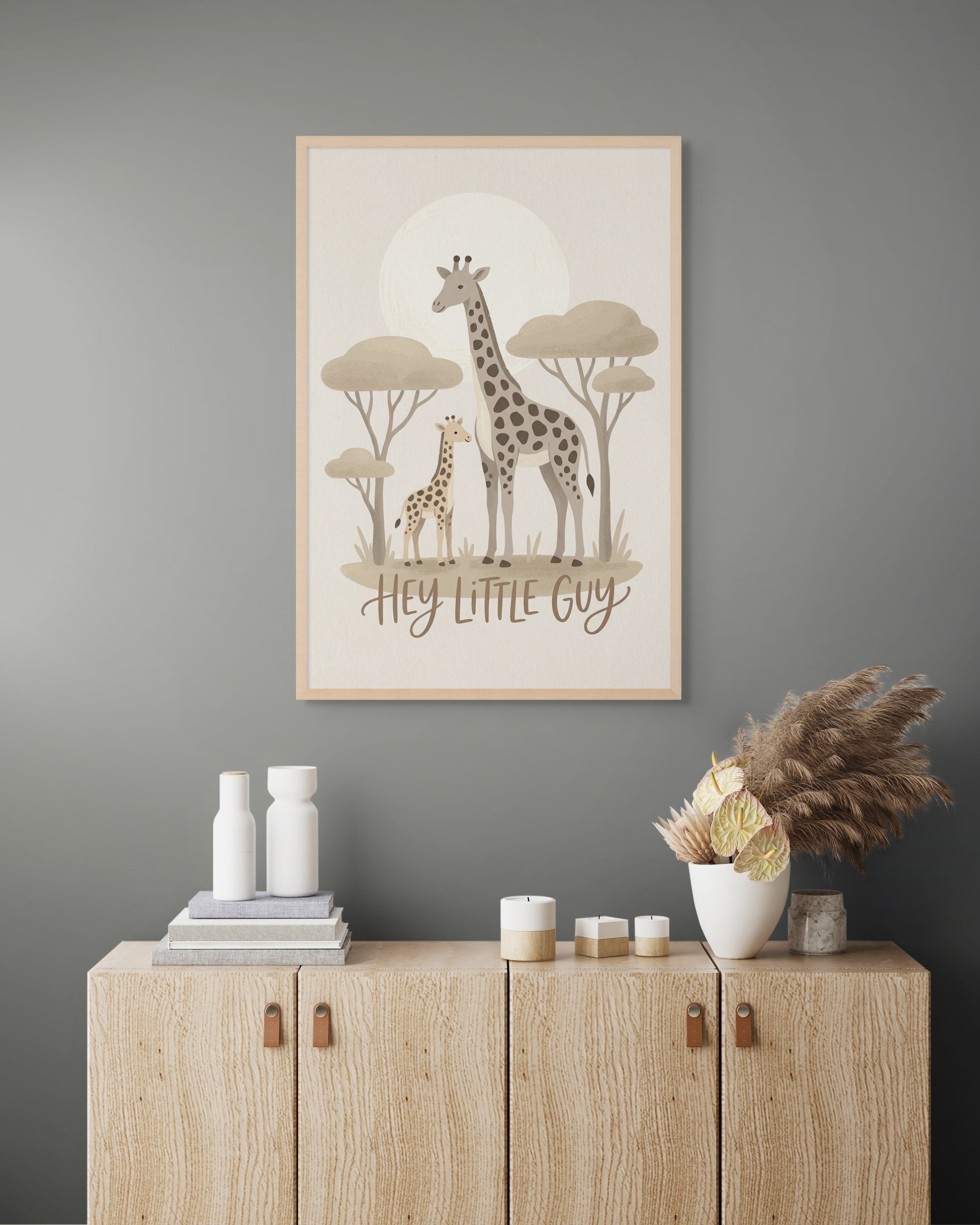 Safari Olifant Wanddecoratie Kinderkamer – Schattige Dieren Canvas Print