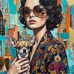 City Chic met Chihuahua wanddecoratie met chihuahua in chique stadssfeer