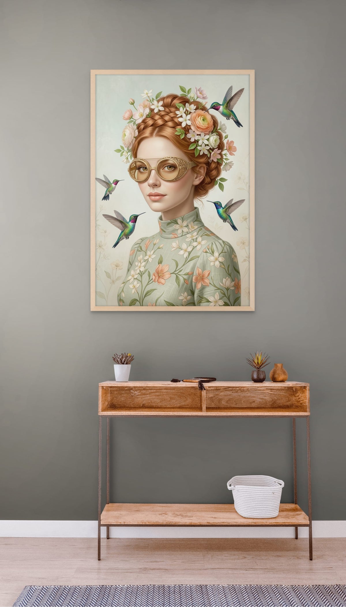 Kolibriedroom met Gouden Brilglans wanddecoratie | ArtifyCanvas