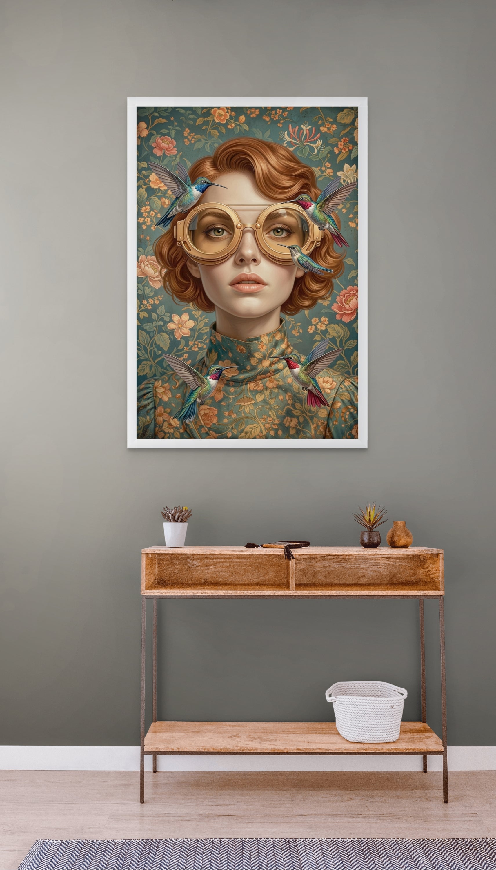 Kolibrie Gouden Blik Wanddecoratie – Exotische Vogel Canvas Print