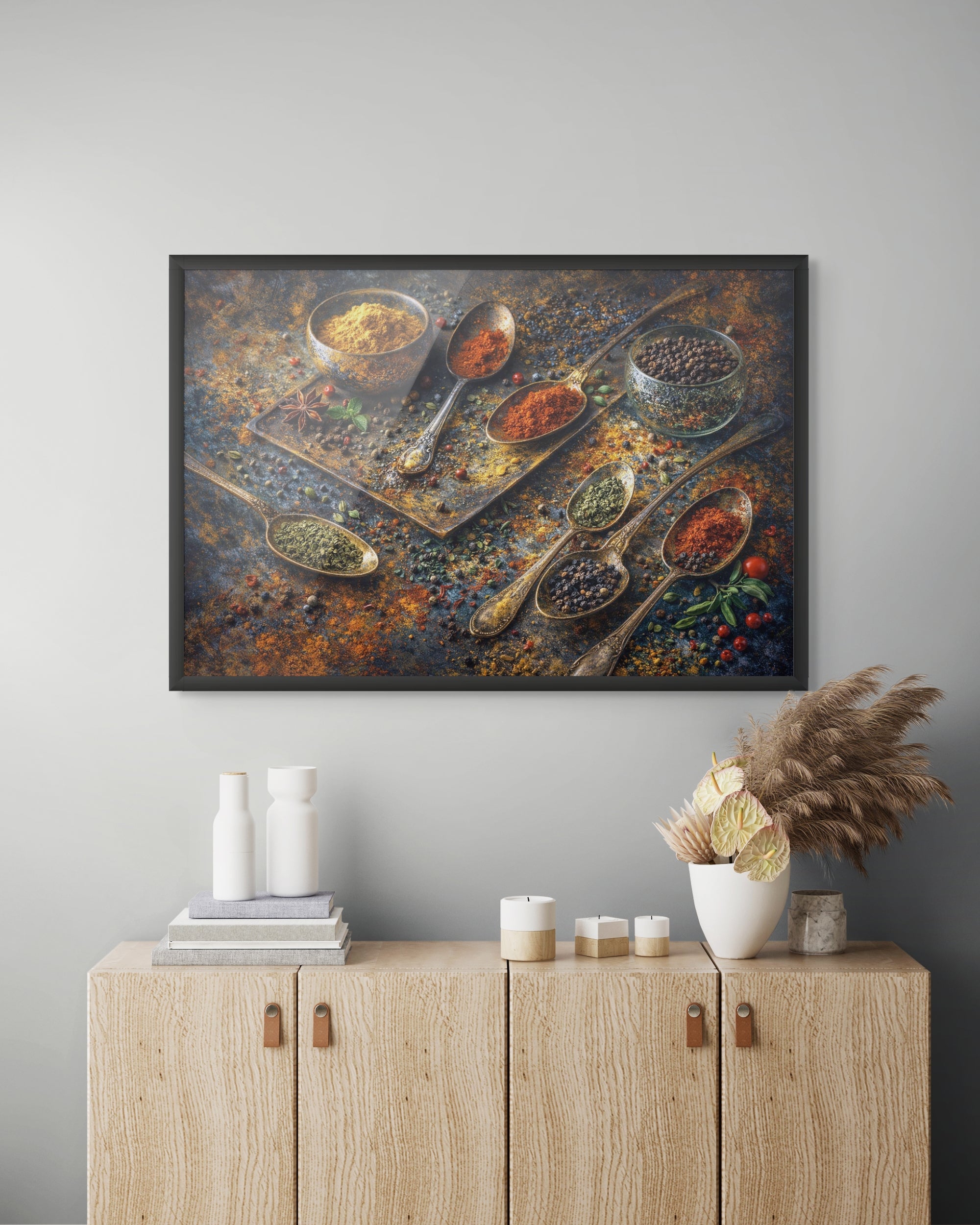 Kruiden en Specerijen Mix Wanddecoratie – Sfeervolle Keuken Canvas Print