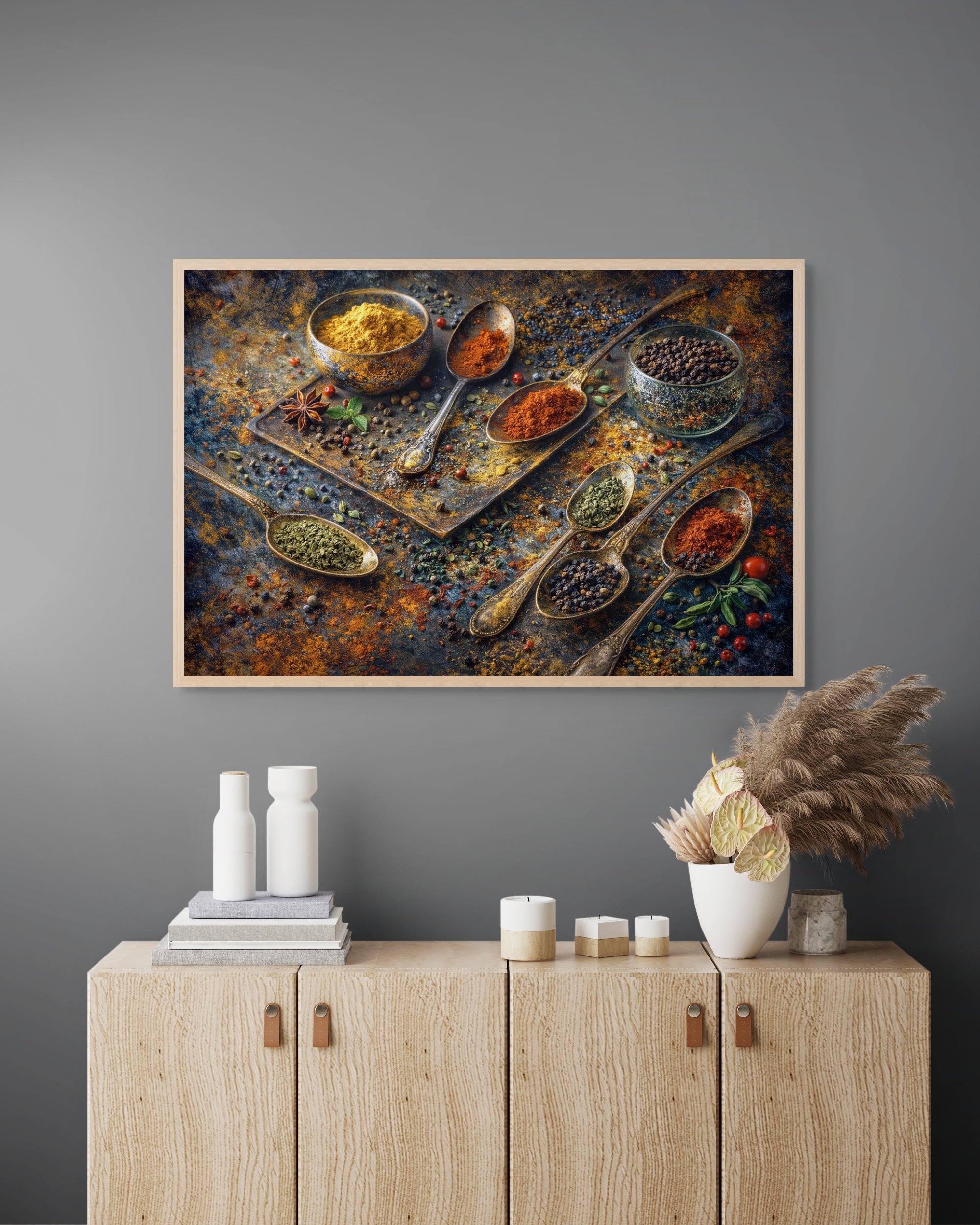 Kruiden en Specerijen Mix Wanddecoratie – Sfeervolle Keuken Canvas Print