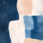 Kustlijn in Pastelblauw wanddecoratie met rustige kustlijn in zachte pastelblauwe tinten