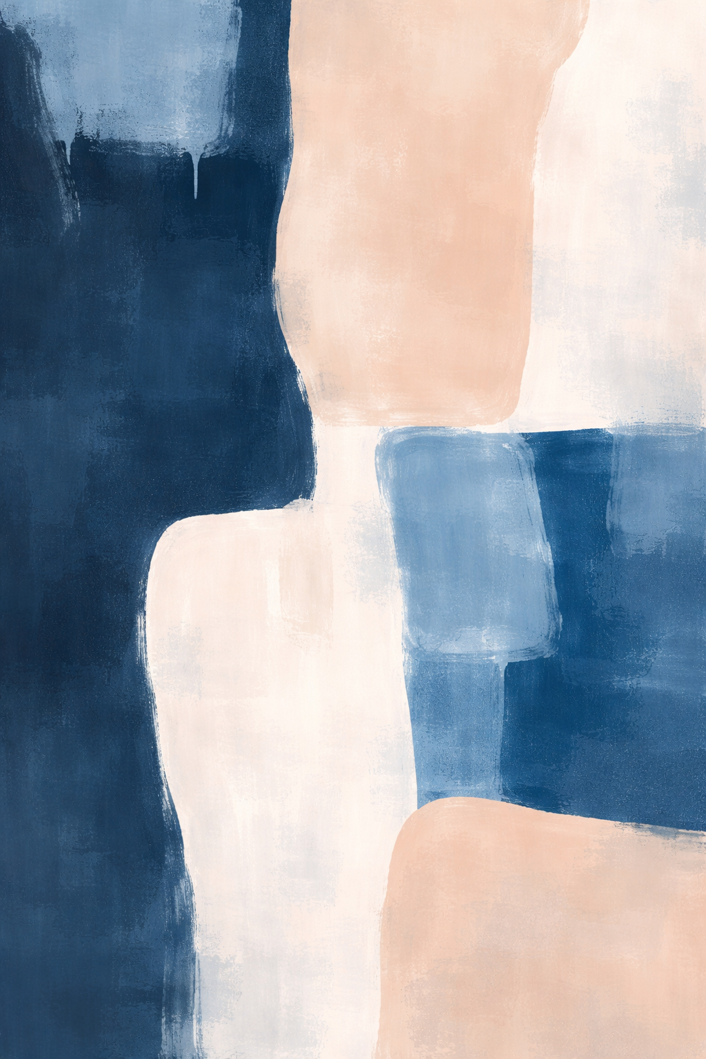 Kustlijn in Pastelblauw wanddecoratie met rustige kustlijn in zachte pastelblauwe tinten
