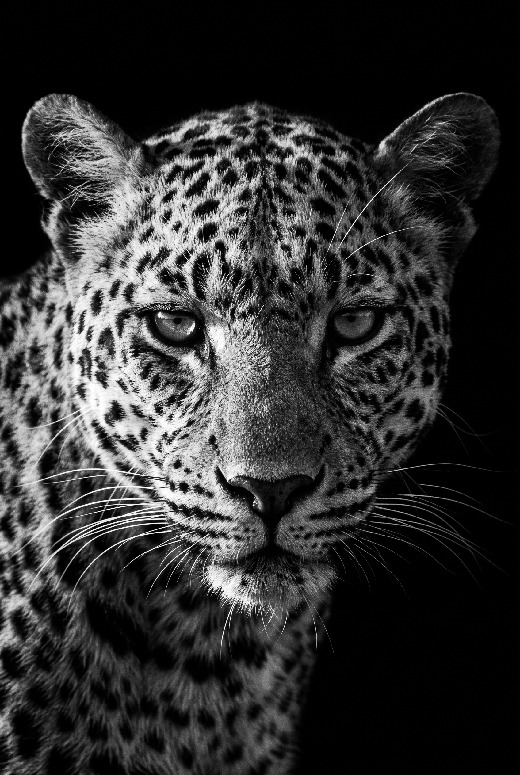 Leopard – zwart-wit luipaardportret wanddecoratie